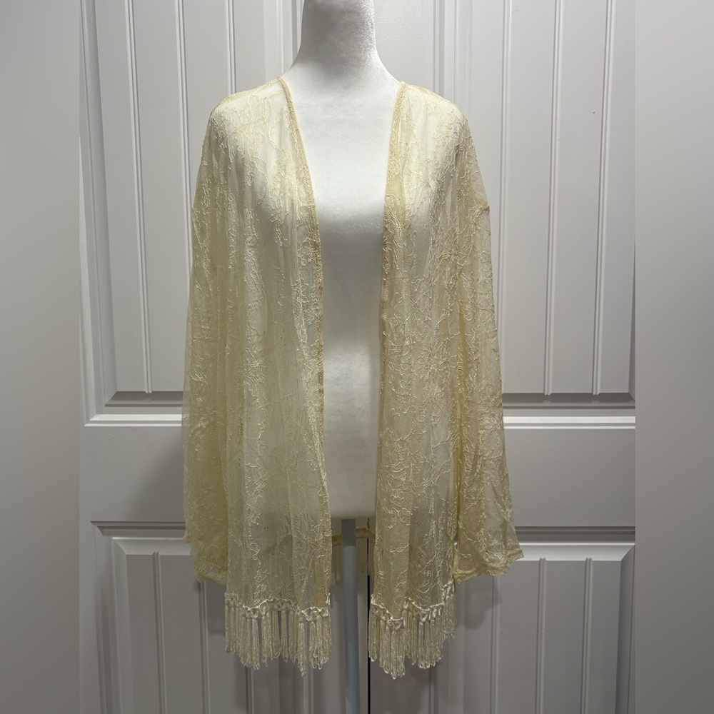 Others Follow vintage Lace Overlay Open Cardigan Size L